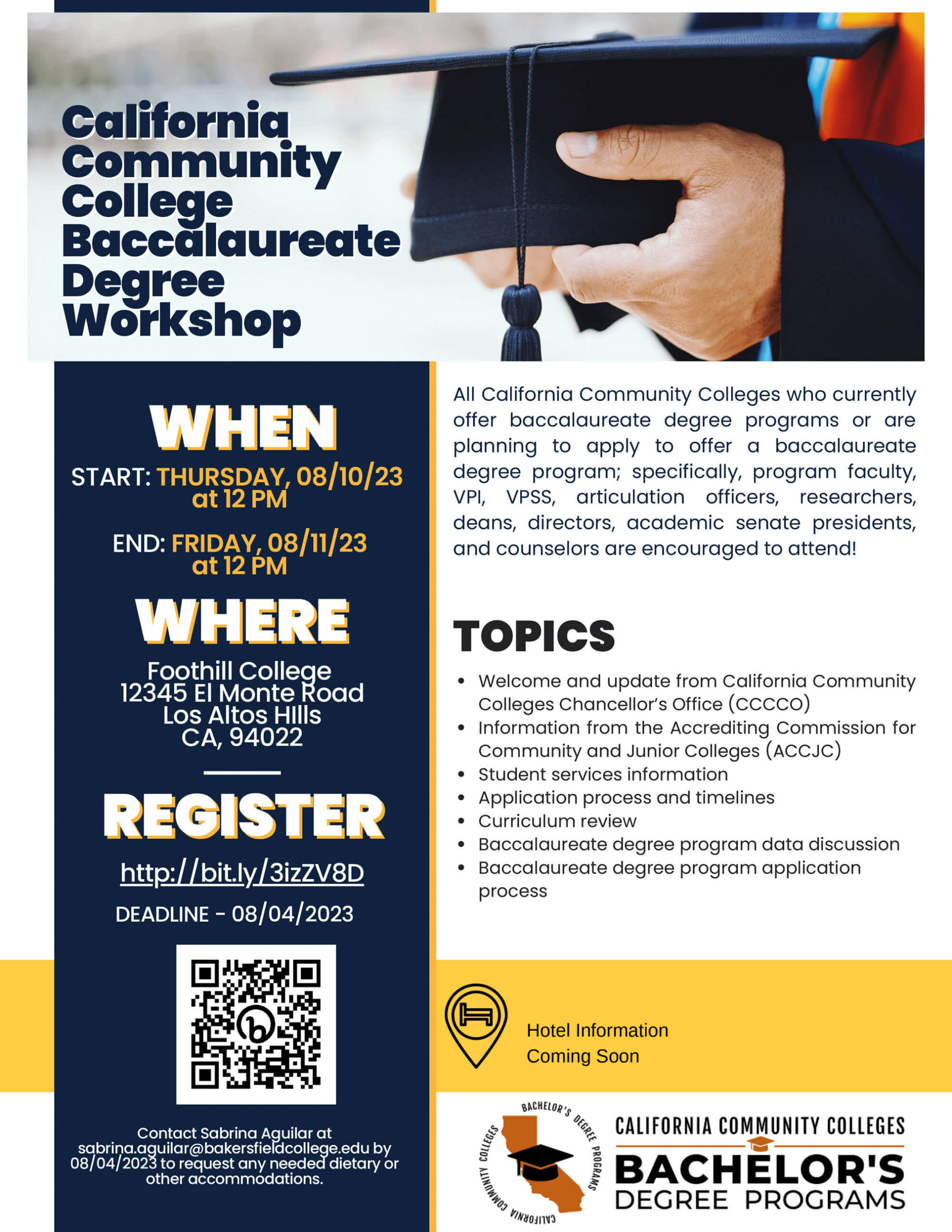 California Community College Baccalaureate Degree Workshop Flyer
